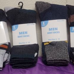 NEW Men's Boot Socks Size 6 - 12 (4 packs) or 8 pairs