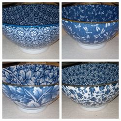 4 Japanese Noodle Bowls - Porcelain - Check My Page For More Decor