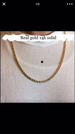 Real gold necklace rope chain 14k