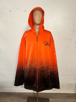 Cleveland Browns Reebok NFL On Field Orange Brown Dots Pattern Jacket Mens 3XL