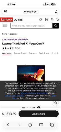 Lenovo ThinkPad x1 Yoga Gen 7 1tb 4k Display