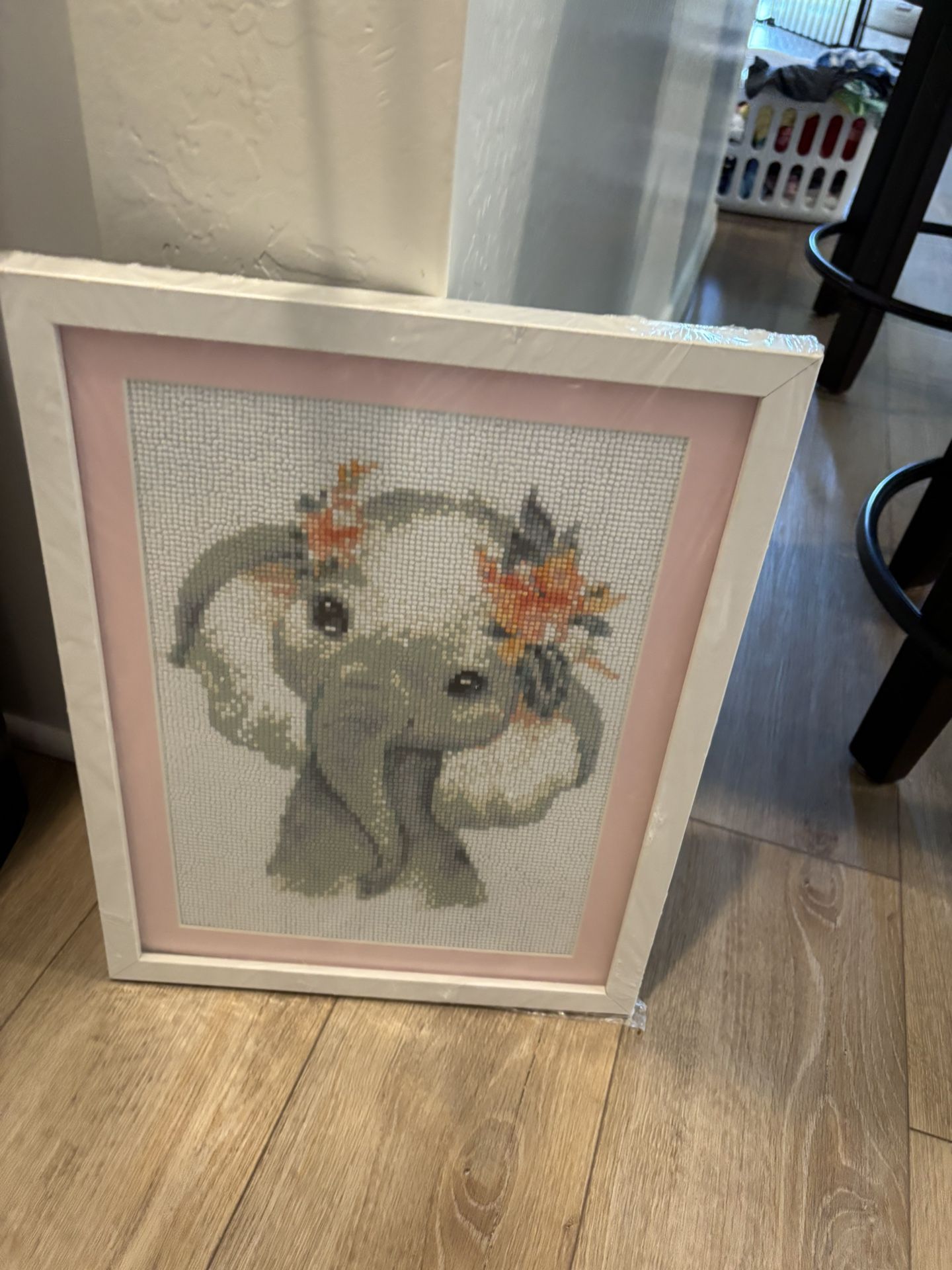 Bedazzled Baby Elephant Picture With Frame
