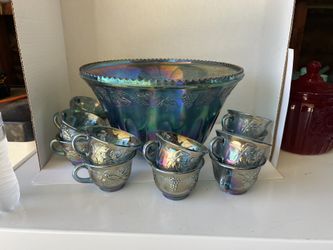 Carnival Glass Punch Bowl Set