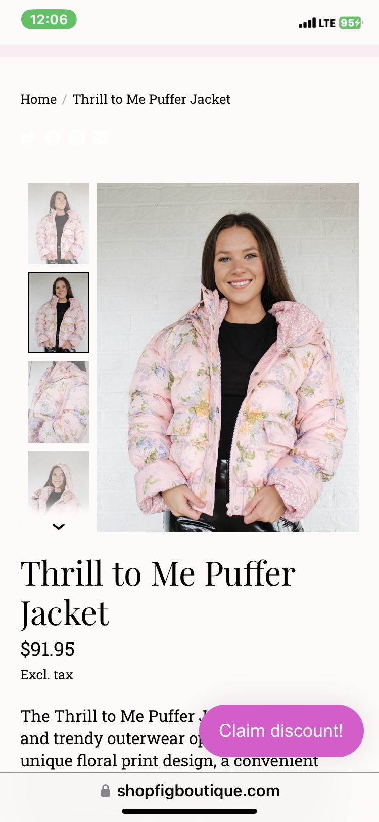 Girls Puffer Jacket  L