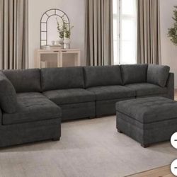 Tisdale Modular Sectional 6-piece Dark Gray with Storage Ottoman