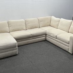 Off-white/Cream Fabric 3 piece Sectional / Left-arm Facing Chaise. We deliver & set up.