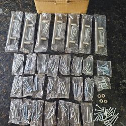 Set Of 7 Stainless Steel Cabinet Handles 5" + 158 Drawer Pulls Machine Screw