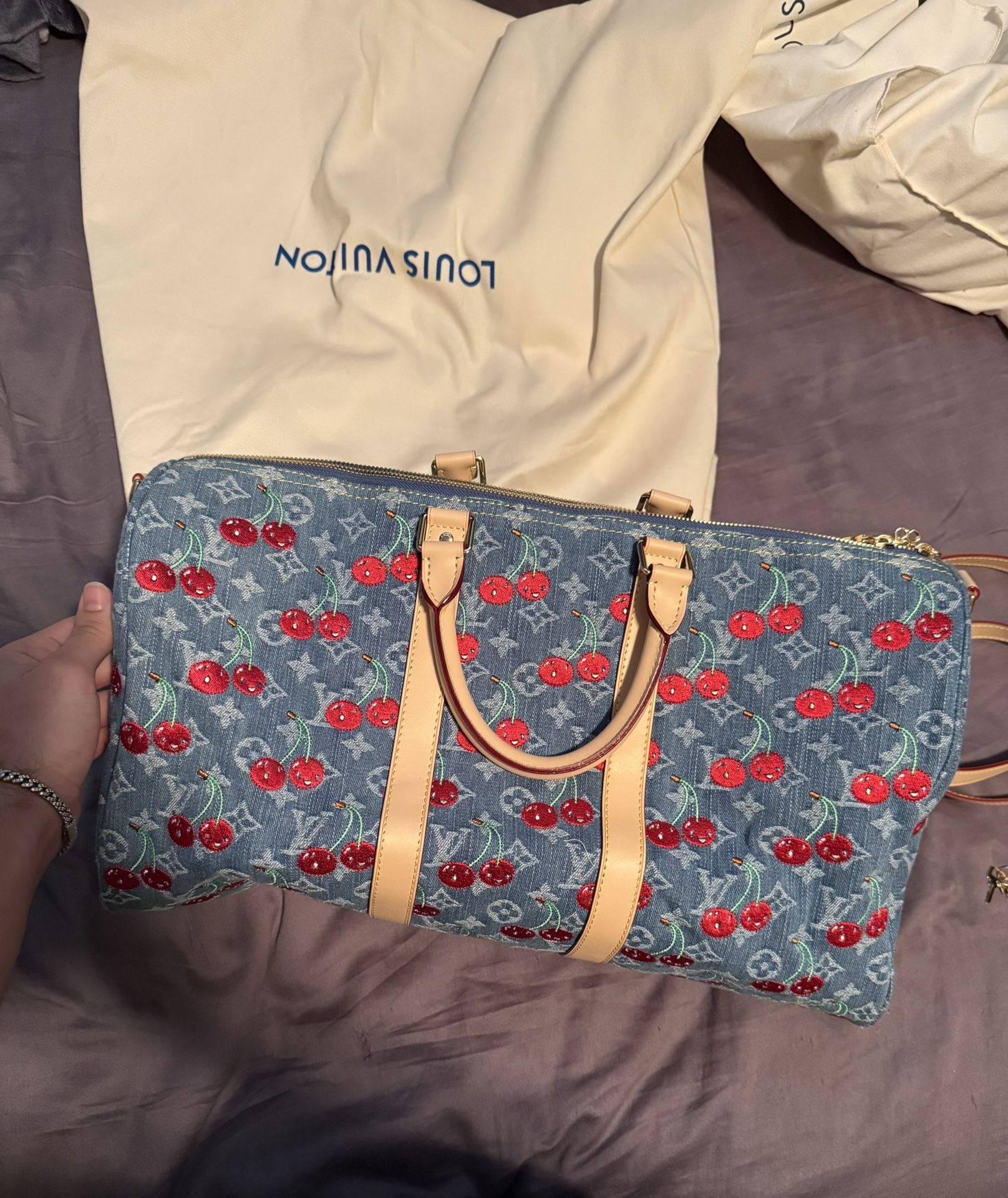 Murakami Denim Cherry Keepall 45