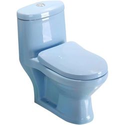 Elegant One-Piece Modern Miniature Toilet - Concealed Tank and Antimicrobial Seat Included - 12" Blue

