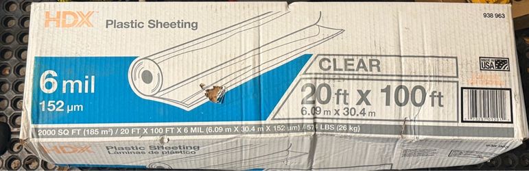 HDX Clear Plastic Sheeting 6 Mil 20x100 ft