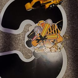 Happy Birthday And 3 Banner With Trucks 