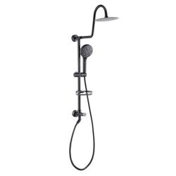 Shower System with 8" Rain Showerhead, 8-Function Hand Shower, Adjustable Slide Bar and Soap Dish