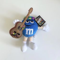 2003 M&M’s Mars Blue Candy Guitarist Hippie Rainbow Love and Chocolate 7” Plush