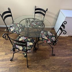 Glass Table And Chairs With Cushions