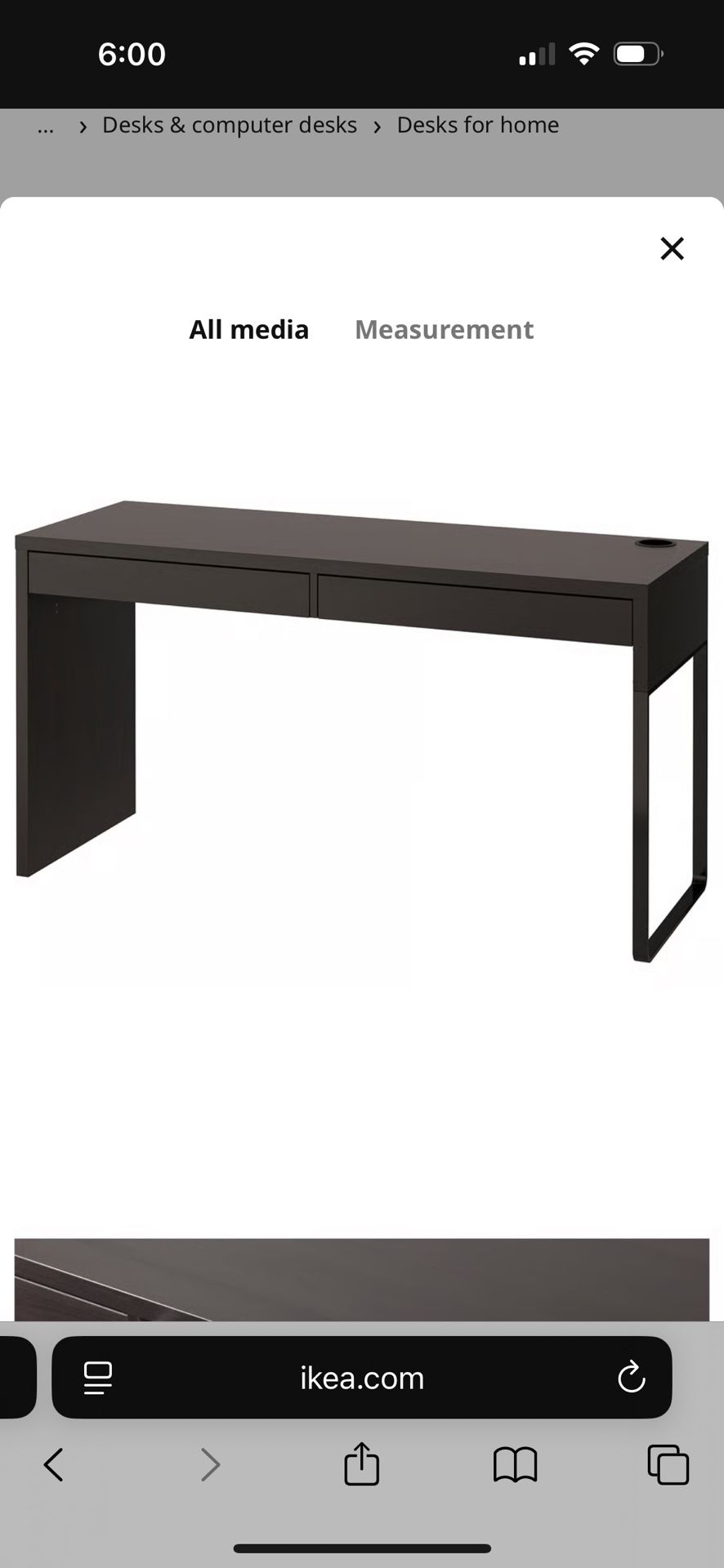 Two IKEA MICKE Black Brown Desk Large 55”