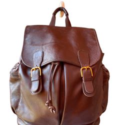Coach Backpack Brown Leather Heavy Duty Travel Bag Unisex Padded Straps