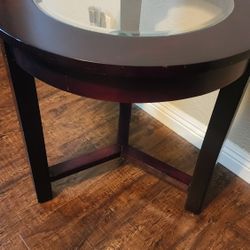 Wood/Glass End Tables (Two)