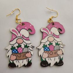 Wooden Gnome Earrings 