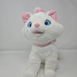 Disney Store Official Marie Medium Soft Toy for Kids, Cuddly Character with Fuzzy Texture and Embroidered Details, Pink Bow, Disney Plushy Suitable fo
