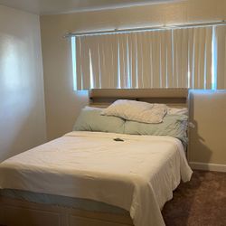 Queen Bed Frame with Storage Drawers – Like New