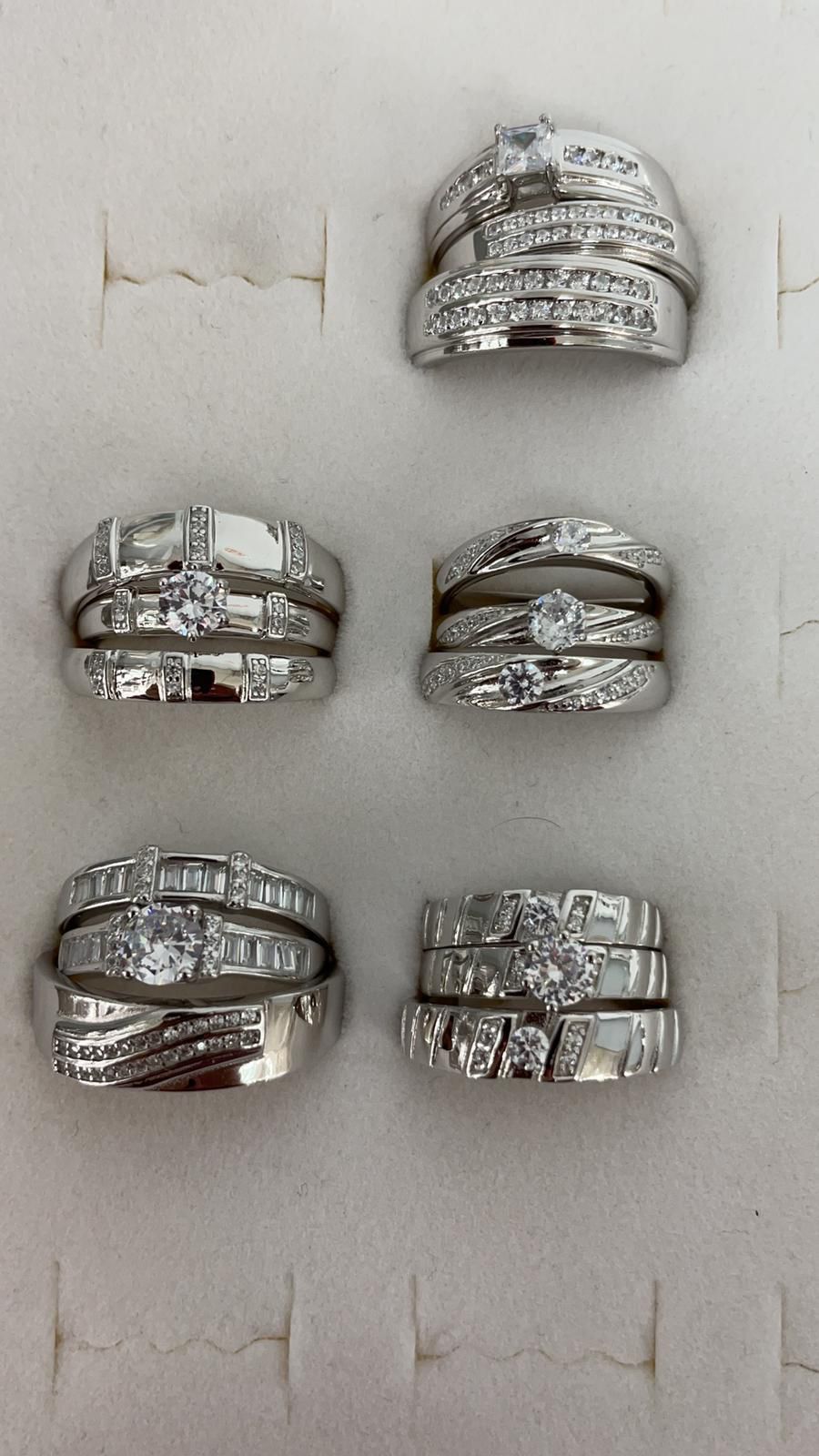 beautiful duos and trios marriage rings. 925 Mexican Silver 