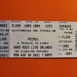 1 Primus VIP Tix  8/30 $150