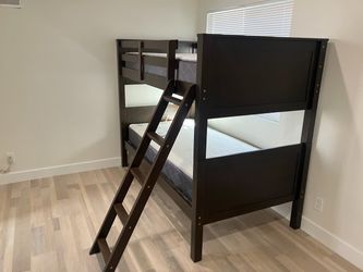 Twin size bunk bed frame with mattresses