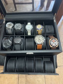 Watches and watch case.  Fossil/Invicta/Nixon