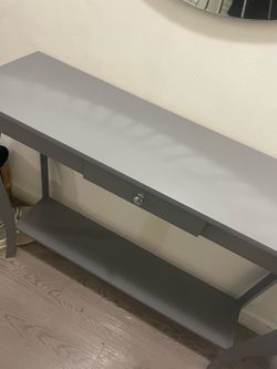 Gray Console Table with Drawer and Shelf