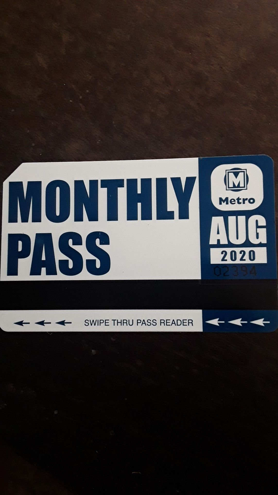 Month long metro pass