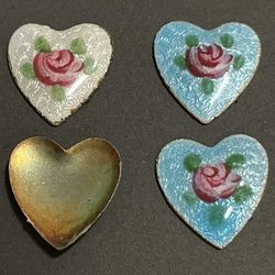 8 Guilloche Enamel On Silver Hearts Never Used