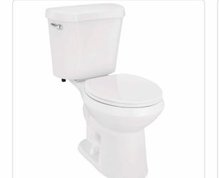 Glacier Bay 12 in. Rough In 2-Piece 1.28 GPF Single Flush Round Toilet in White, Seat Included