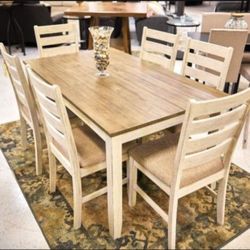White And Light Brown Dining Room Set 👍 Brand New 💥