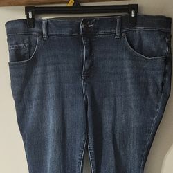 Womens Jeans-LEE-medium blue stretch denim "slim fit straight leg mid rise"-20W
