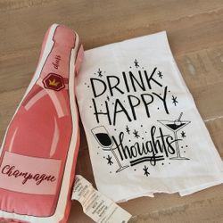 Champagne Pillow and Cotton Hand Towel