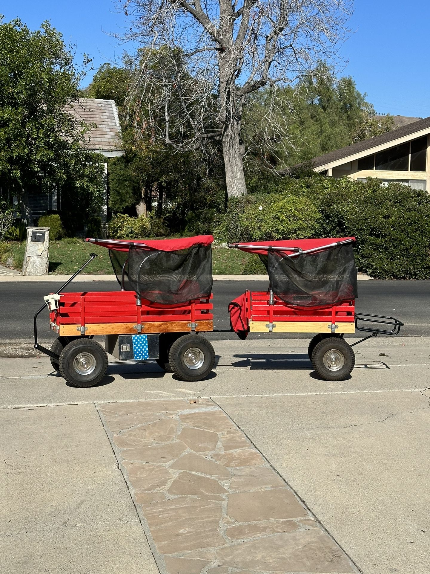 Cartwheels USA Wagon And Trailer with Cushions, Canopies, Accessories