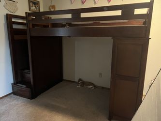 Canyon Furniture twin over full bunk bed with storage