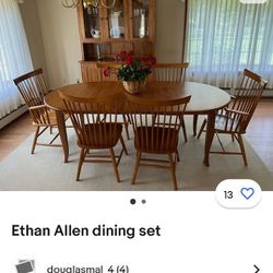 Ethan Allen collectible dining room table farmers with farmer's bench.