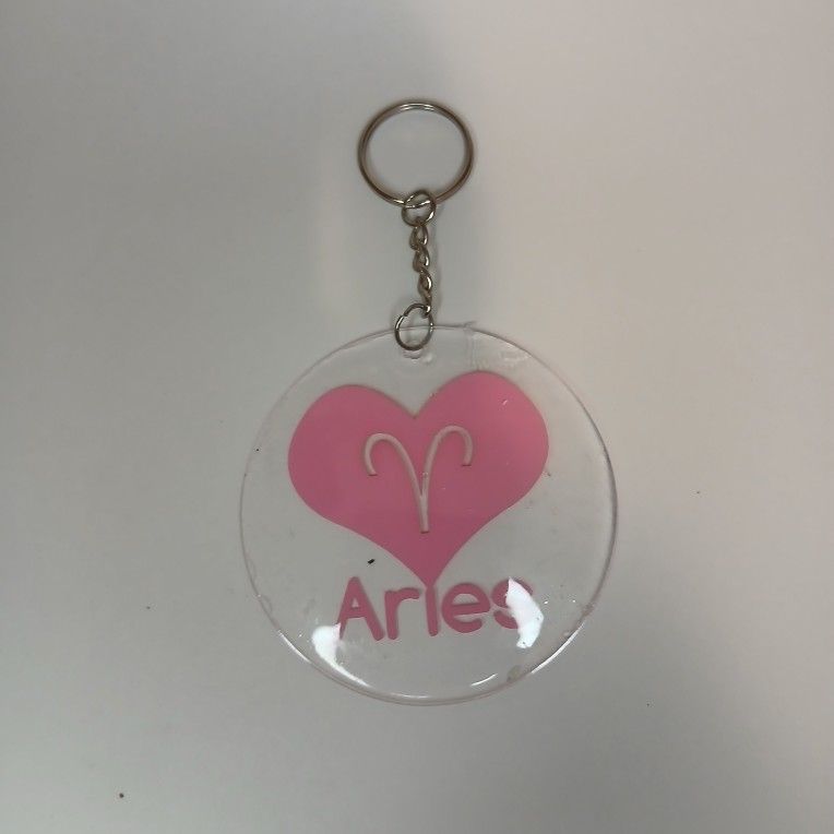Pink heart handmade zodiac keychain 3 in