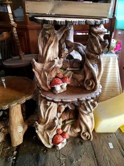 Custom hand carved made deer coffee table side table 5 piece set beautiful