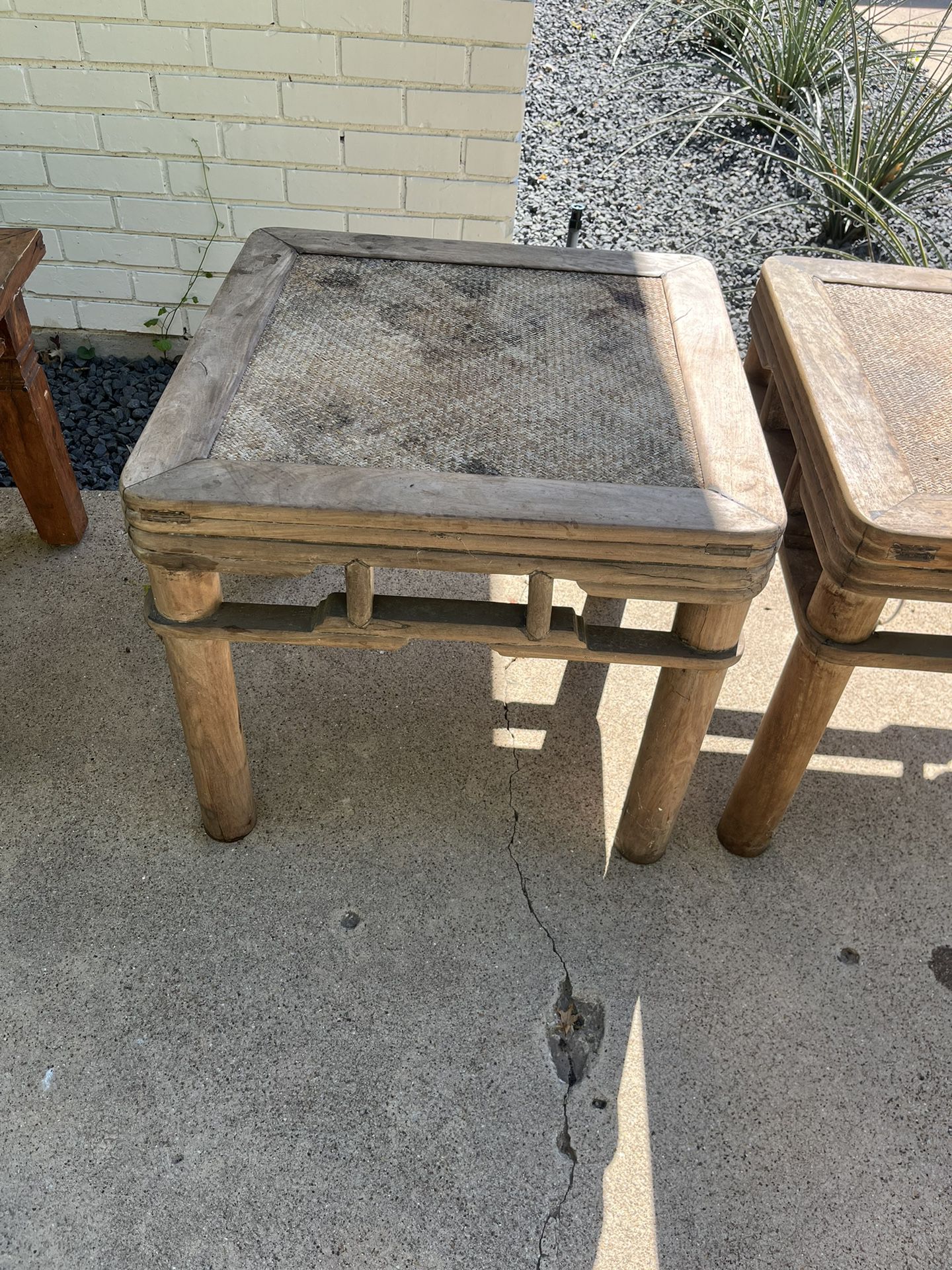 Antique Wooden Side Table Set