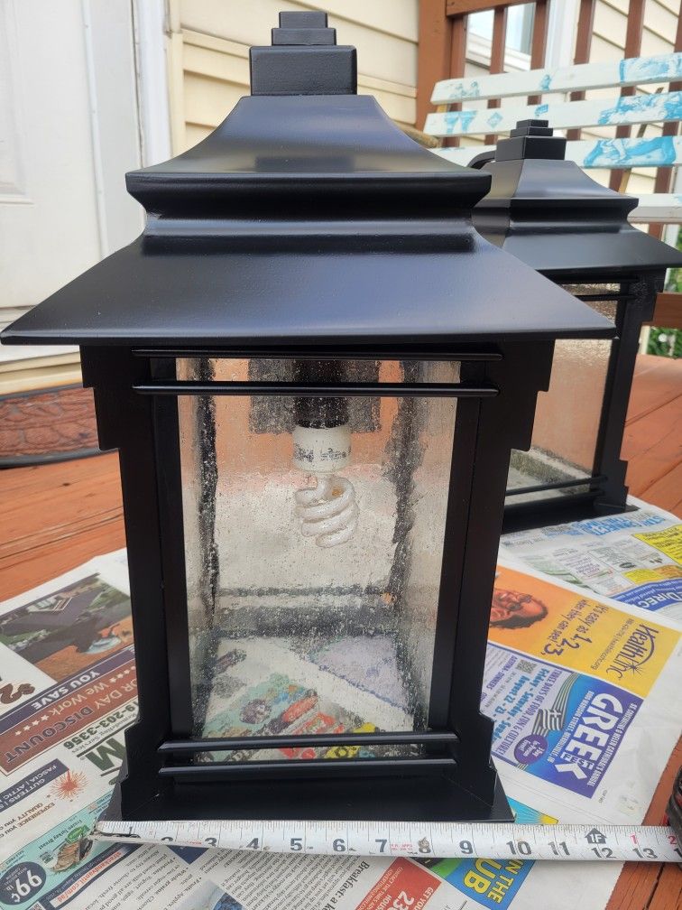 Set Of 2 Franklin Iron Works Hickory Point Outdoor Wall Mount Light 16" Tall