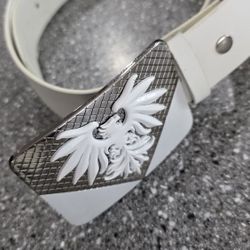 Guess White Leather Belt