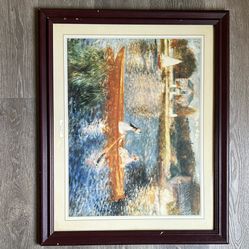 Old Painting Frame rowboat on the Seine River 