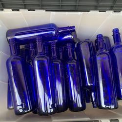 Sapphire Blue Glass, Wine Bottles