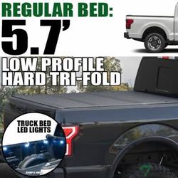 New 5.7ft Hard Tri-Fold Tonneau Cover with LED Lights