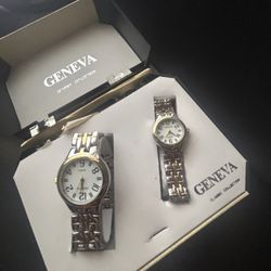 sliver & gold Geneva watch