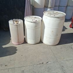 Barrels  15 & 30 & 55 Gallon Natural Plastic Barrel Water Storage Gray Water Waste Motor Oils Liquids Tents Recycling  Gas Containers Diesel Fuel Can 