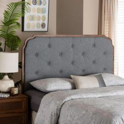 King Size Headboard Gray Tufted NEW 