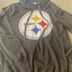 Pittsburgh Steelers Women Jersey Black NFL Team Apparel Mesh Hoodie